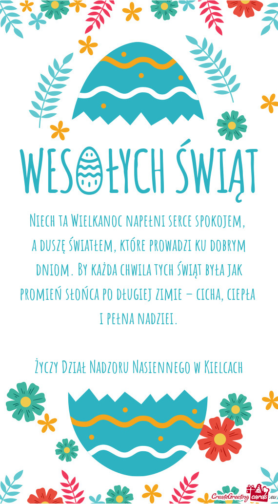 Niech ta Wielkanoc napełni serce spokojem