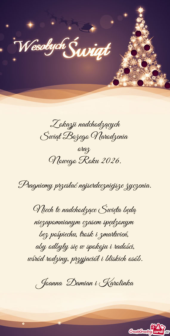 Niech te nadchodzące Święta będą