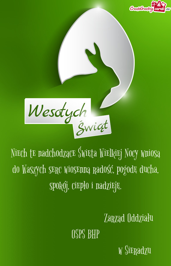 Niech te nadchodzące Święta Wielkiej Nocy wniosą do Waszych serc wiosenną radość, pogodę duc