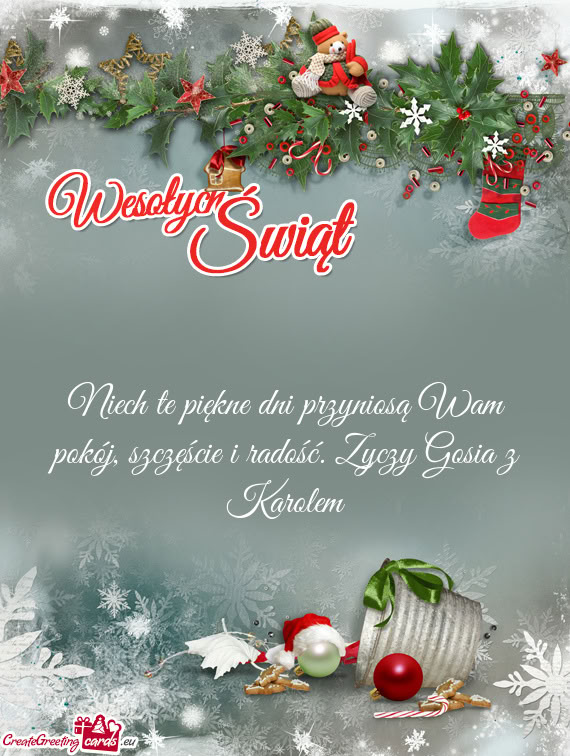 Niech te piękne dni przyniosą Wam pokój, szczęście i radość. Zyczy Gosia z Karolem