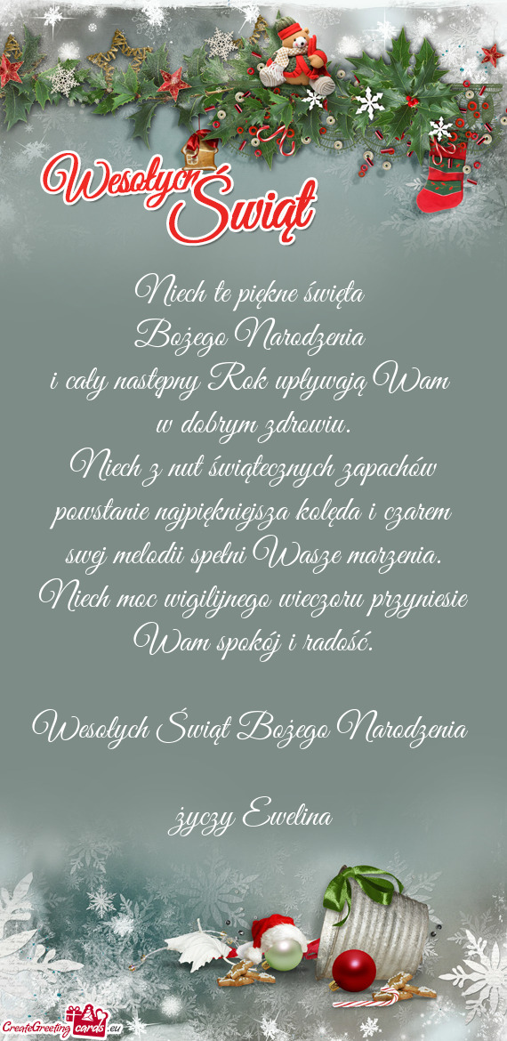 Niech te piękne święta Bożego Narodzenia i cały następny Rok upływają Wam w dobrym zdr