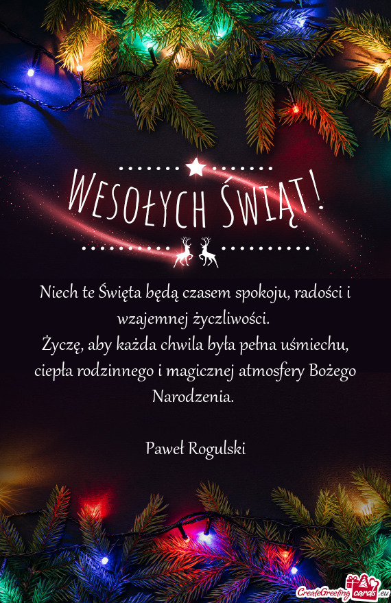 Niech te Święta będą czasem spokoju, radości i wzajemnej życzliwości