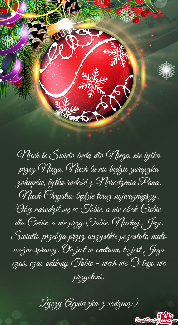 Niech te Święta będą dla Niego, nie tylko przez Niego. Niech to nie