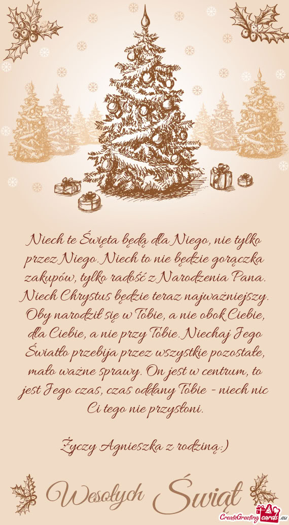 Niech te Święta będą dla Niego, nie tylko przez Niego. Niech to nie