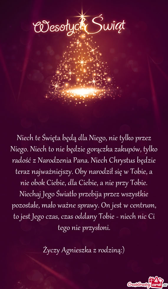 Niech te Święta będą dla Niego, nie tylko przez Niego. Niech to nie