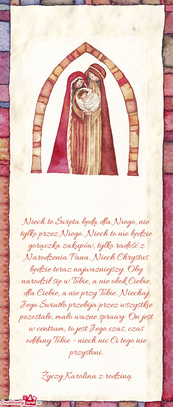 Niech te Święta będą dla Niego, nie tylko przez Niego. Niech to nie