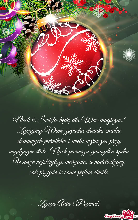 Niech te Święta będą dla Was magiczne! Życzymy Wam zapachu choinki, smaku domowych pierników i