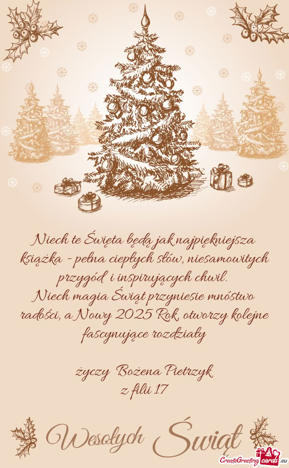 Niech te Święta będą jak najpiękniejsza książka - pełna ciepłych słów, niesamowitych przy