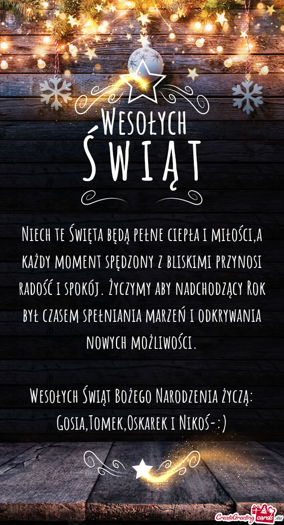 Niech te Święta będą pełne ciepła i miłości,a każdy moment spędzony z bliskimi przynosi ra