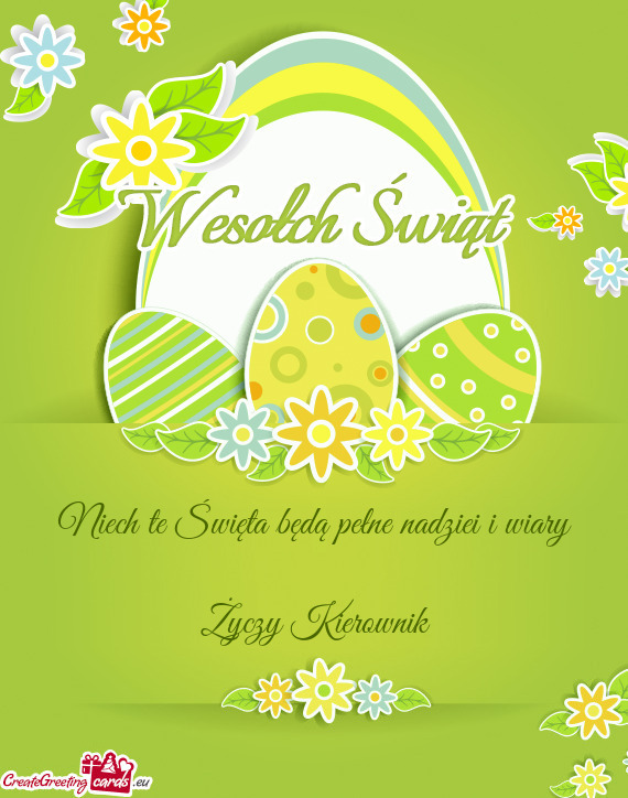 Niech te Święta będą pełne nadziei i wiary Kierownik