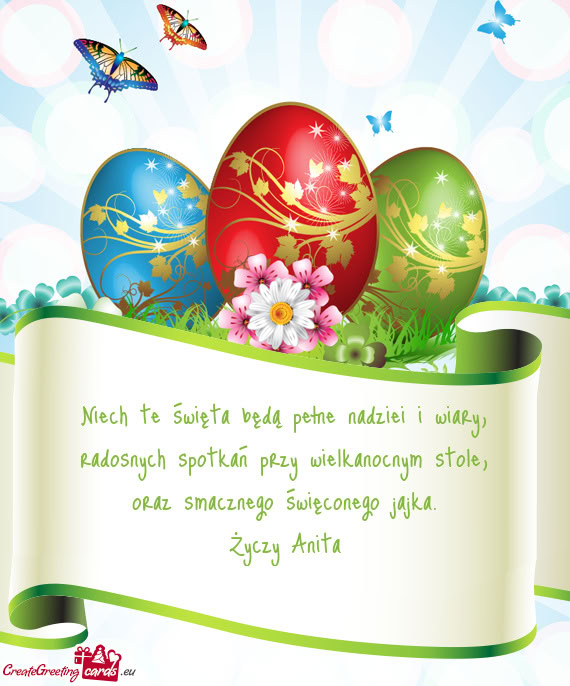 Niech te święta będą pełne nadziei i wiary,  radosnych spotkań przy