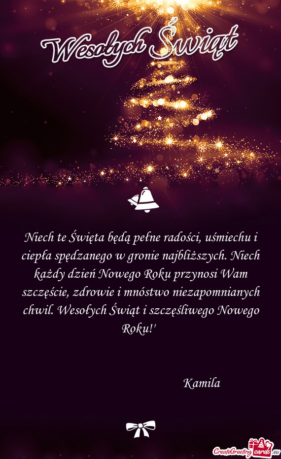 Niech te Święta będą pełne radości, uśmiechu i ciepła spędzanego w gronie najbliższych. Ni