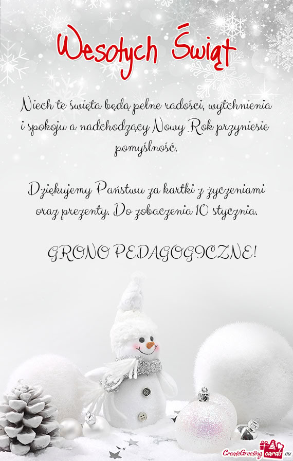 Niech te święta będą pełne radości, wytchnienia i spokoju a nadchodzący Nowy Rok przyniesie