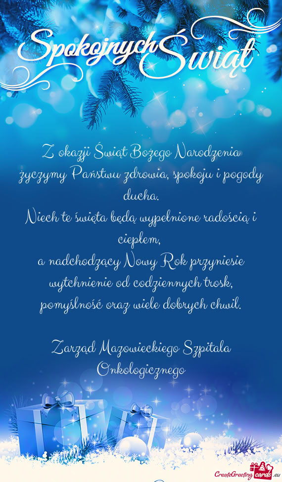 Niech te święta będą wypełnione radością i ciepłem