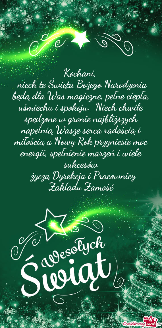 Niech te Święta Bożego Narodzenia będą dla Was magiczne, pełne ciepła, uśmiechu i spokoju