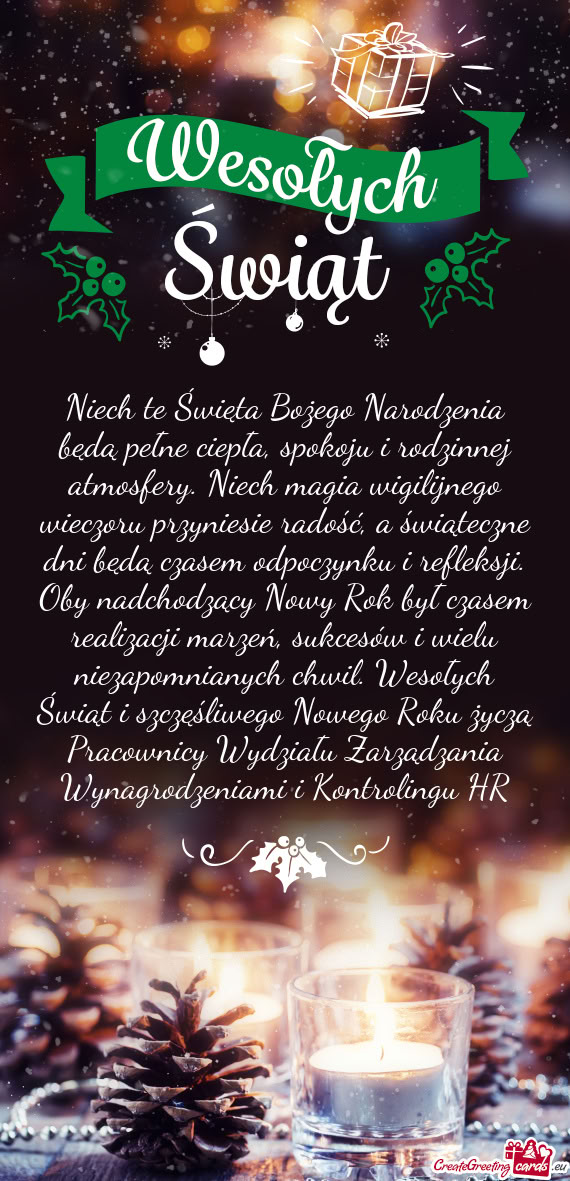 Niech te Święta Bożego Narodzenia będą pełne ciepła, spokoju i rodzinnej atmosfery. Niech mag