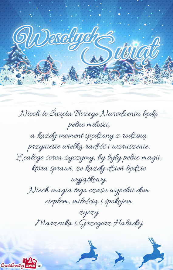 Niech te Święta Bożego Narodzenia będą pełne miłości