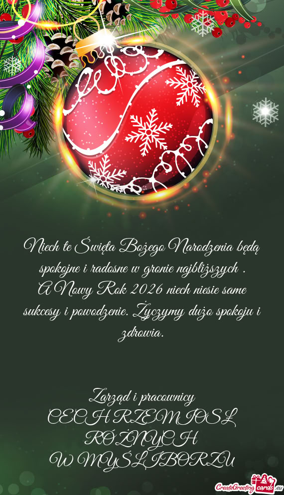 Niech te Święta Bożego Narodzenia będą spokojne i radosne w gronie najbliższych