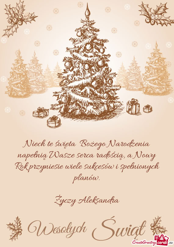 Niech te święta Bożego Narodzenia napełnią Wasze serca radością, a Nowy Rok przyniesie wiele