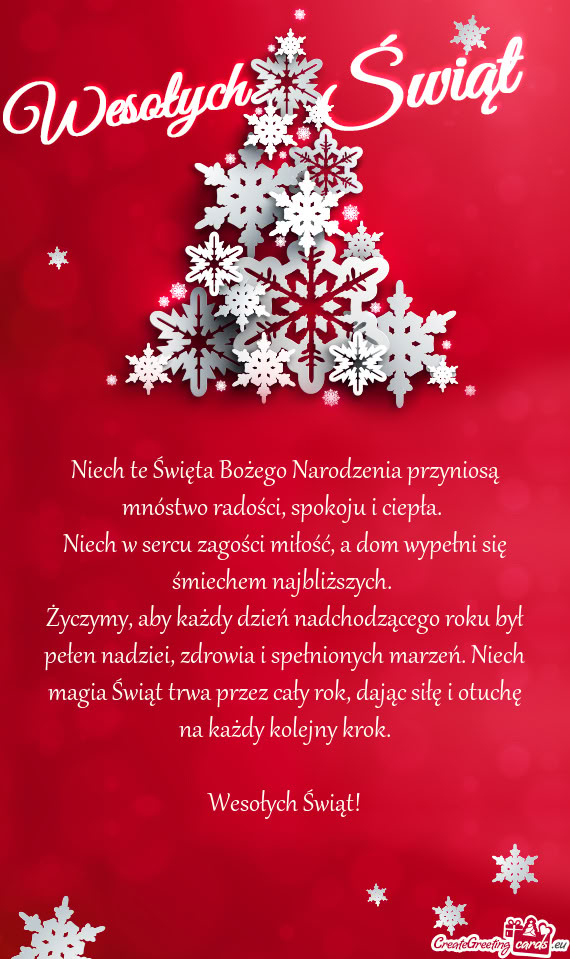 Niech te Święta Bożego Narodzenia przyniosą mnóstwo radości, spokoju i ciepła