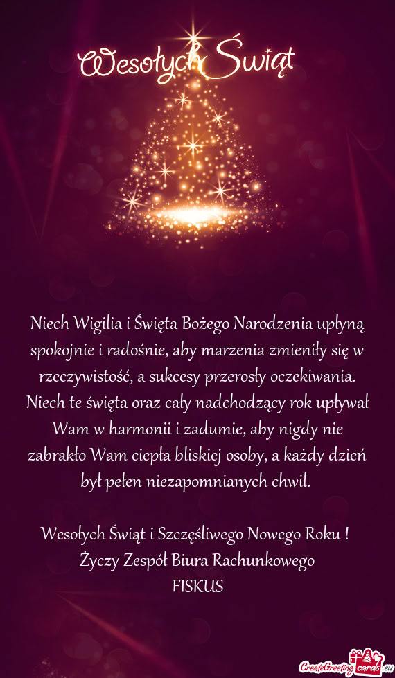 Niech te święta oraz cały nadchodzący rok upływał Wam w harmonii i zadumie