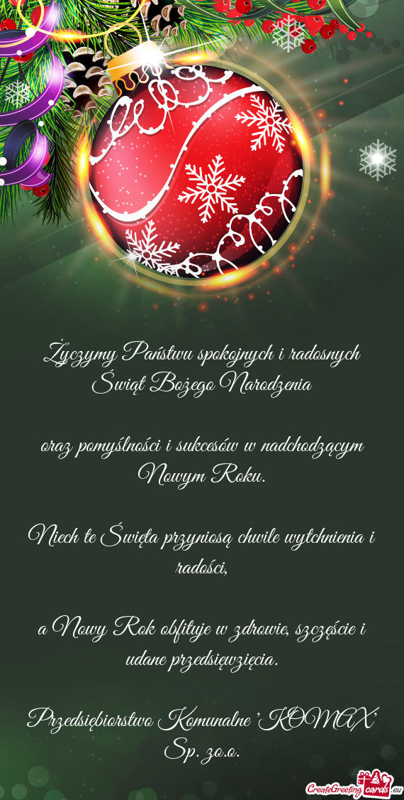 Niech te Święta przyniosą chwile wytchnienia i radości