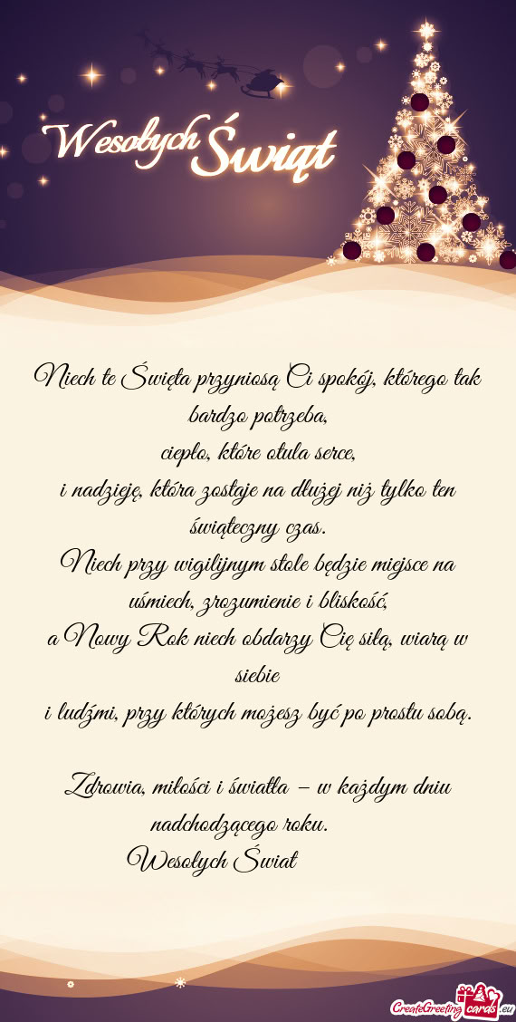 Niech te Święta przyniosą Ci spokój, którego tak bardzo potrzeba