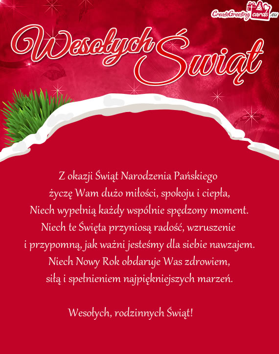 Niech te Święta przyniosą radość, wzruszenie