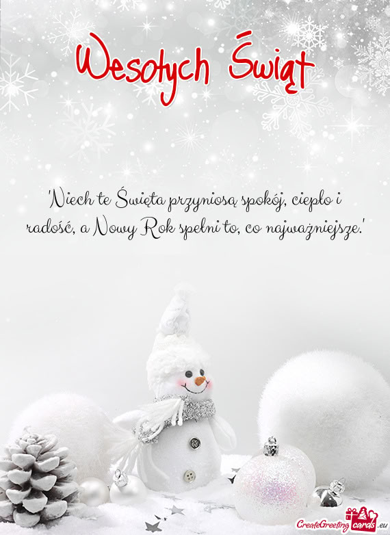 "Niech te Święta przyniosą spokój