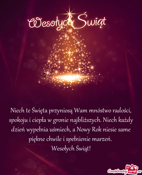 Niech te Święta przyniosą Wam mnóstwo radości, spokoju i ciepła w gronie najbliższych. Niech