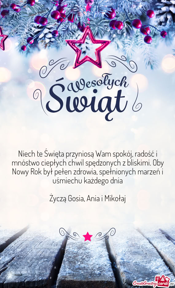 Niech te Święta przyniosą Wam spokój, radość i mnóstwo ciepłych chwil spędzonych z bliskimi