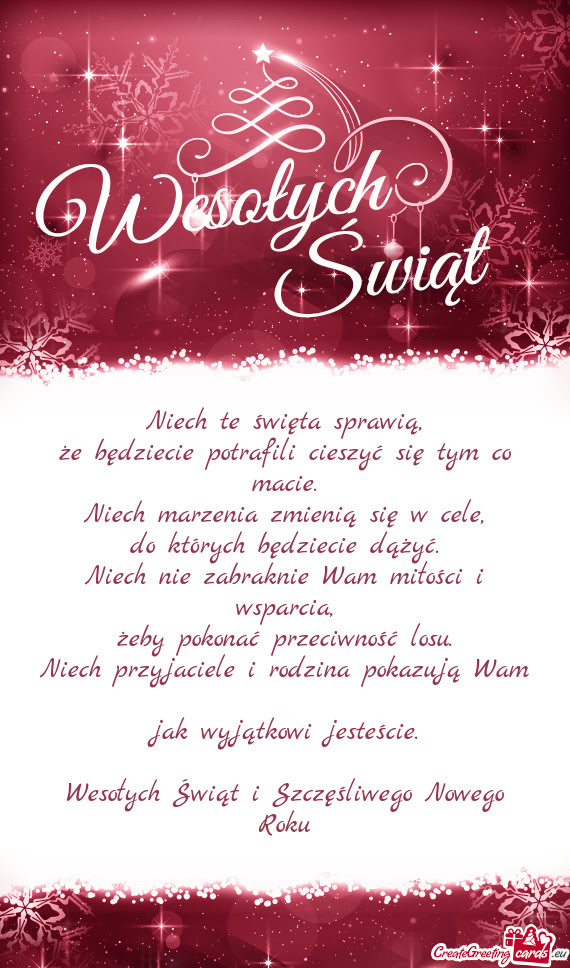 Niech te święta sprawią,  że będziecie potrafili cieszyć się tym co