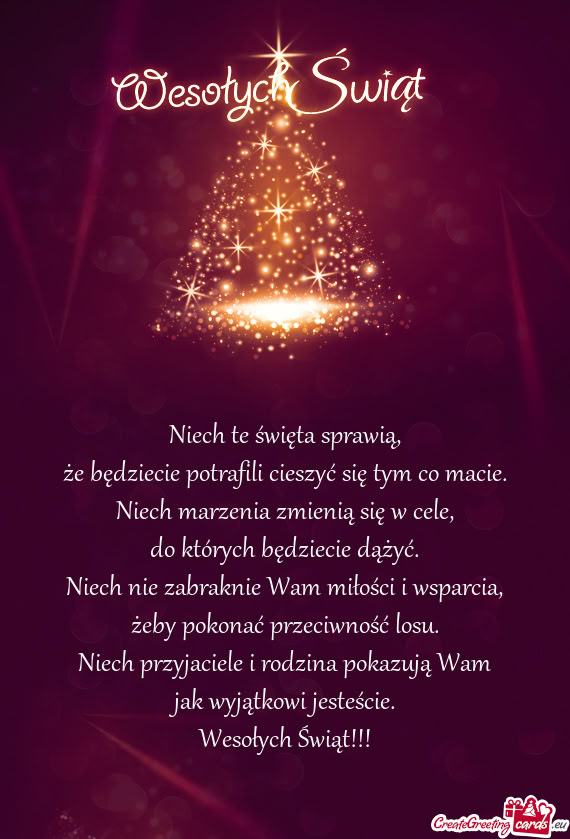 Niech te święta sprawią,  że będziecie potrafili cieszyć się tym co