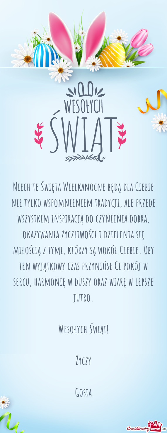 Niech te Święta Wielkanocne będą dla Ciebie nie tylko wspomnieniem