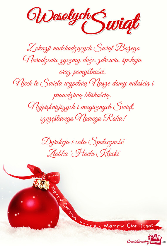 Niech te Święta wypełnią Nasze domy miłością i prawdziwą bliskością