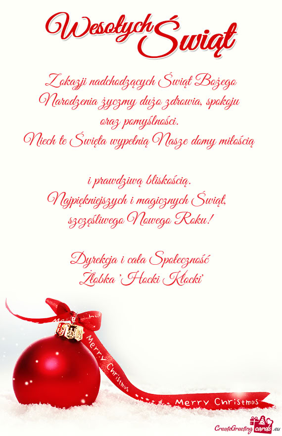 Niech te Święta wypełnią Nasze domy miłością