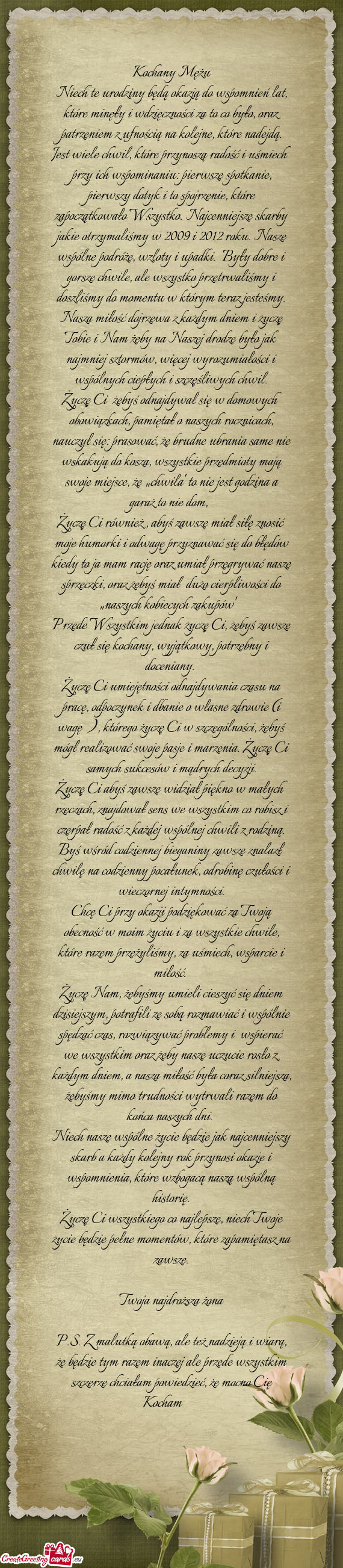 Niech te urodziny będą okazją do wspomnień lat, które minęły i wdzięczności za to co było