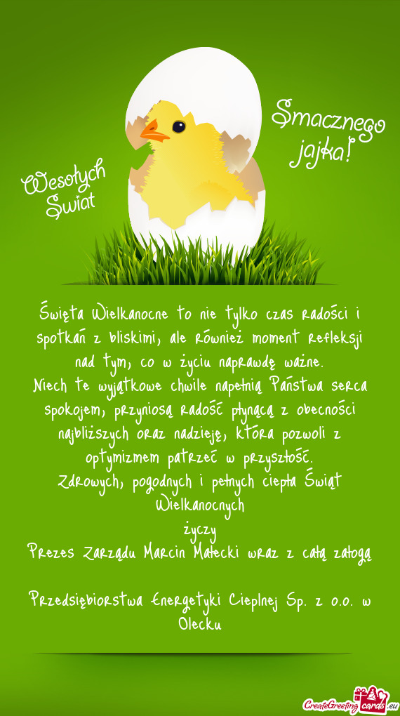 Niech te wyjątkowe chwile napełnią Państwa serca spokojem, przyniosą radość płynącą z obec