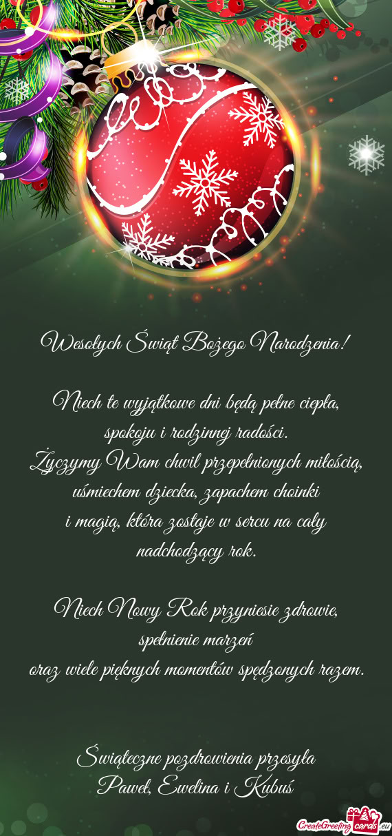 Niech te wyjątkowe dni będą pełne ciepła, spokoju i rodzinnej radości