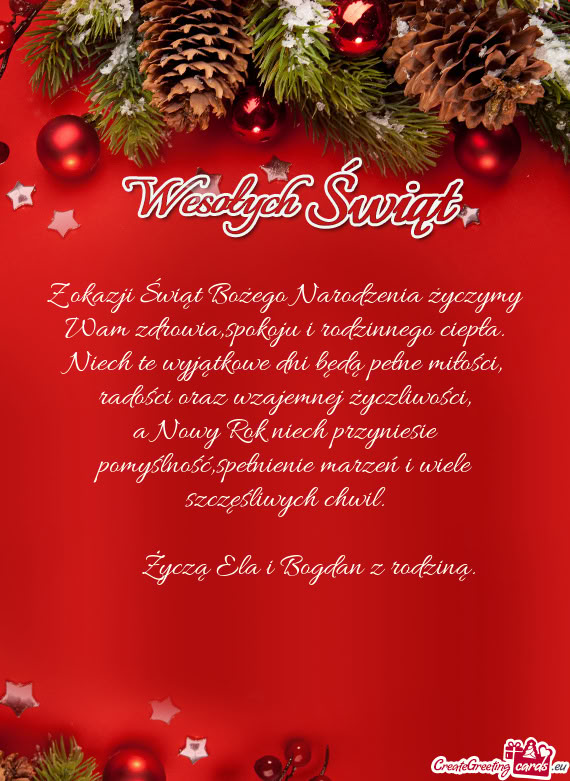 Niech te wyjątkowe dni będą pełne miłości, radości oraz wzajemnej życzliwości