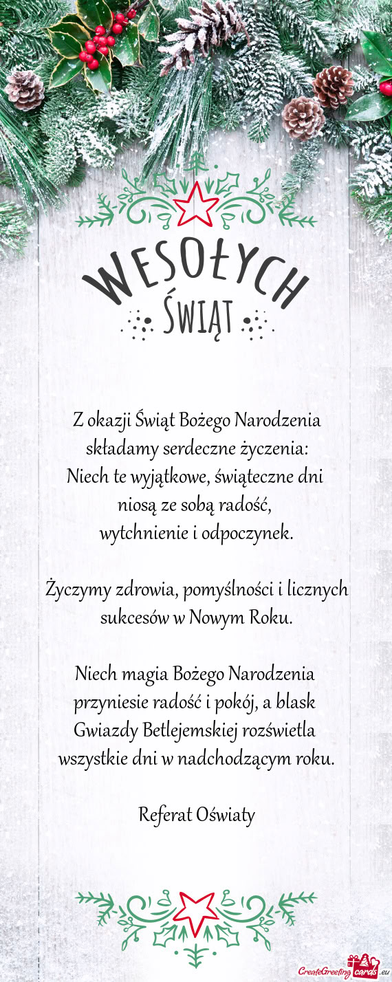 Niech te wyjątkowe, świąteczne dni