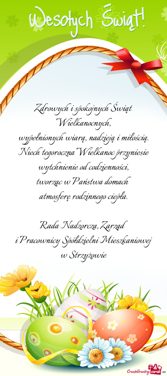 Niech tegoroczna Wielkanoc przyniesie