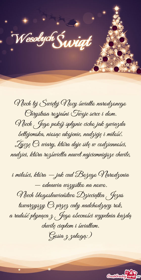 Niech tej Świętej Nocy światło narodzonego Chrystusa rozjaśni Twoje serce i dom