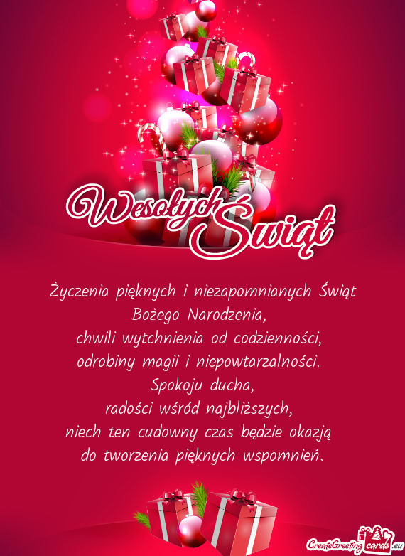 Niech ten cudowny czas będzie okazją do tworzenia pięknych wspomnień