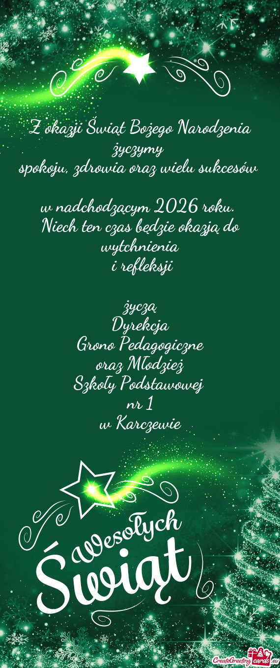 Niech ten czas będzie okazją do wytchnienia i refleksji życzą Dyrekcja Grono Pedagogic