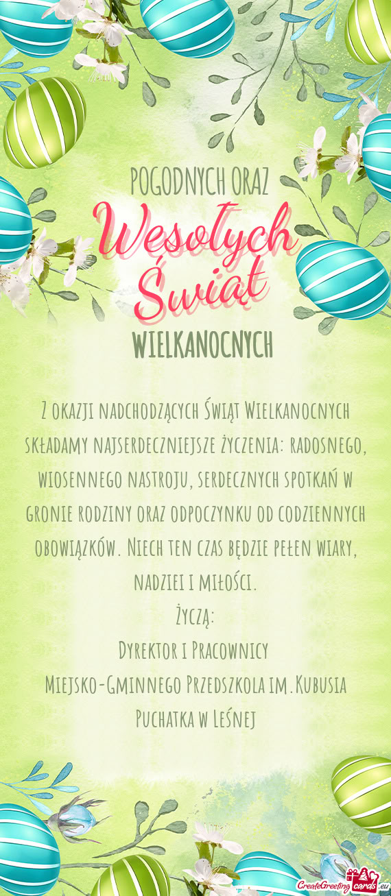 Niech ten czas będzie pełen wiary, nadziei i miłości