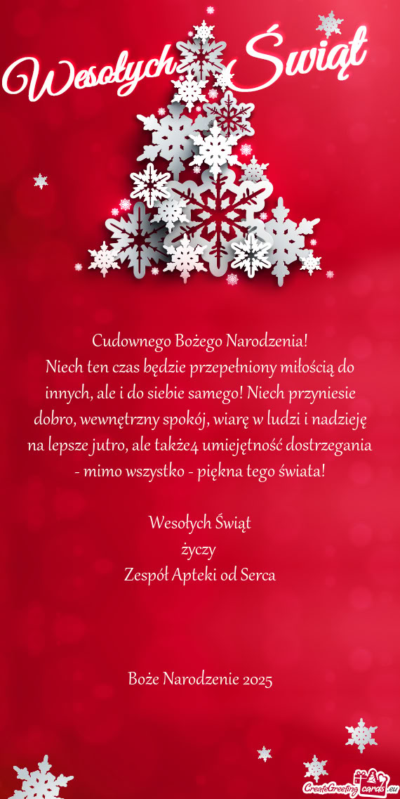 Niech ten czas będzie przepełniony miłością do innych, ale i do siebie samego! Niech przyniesie