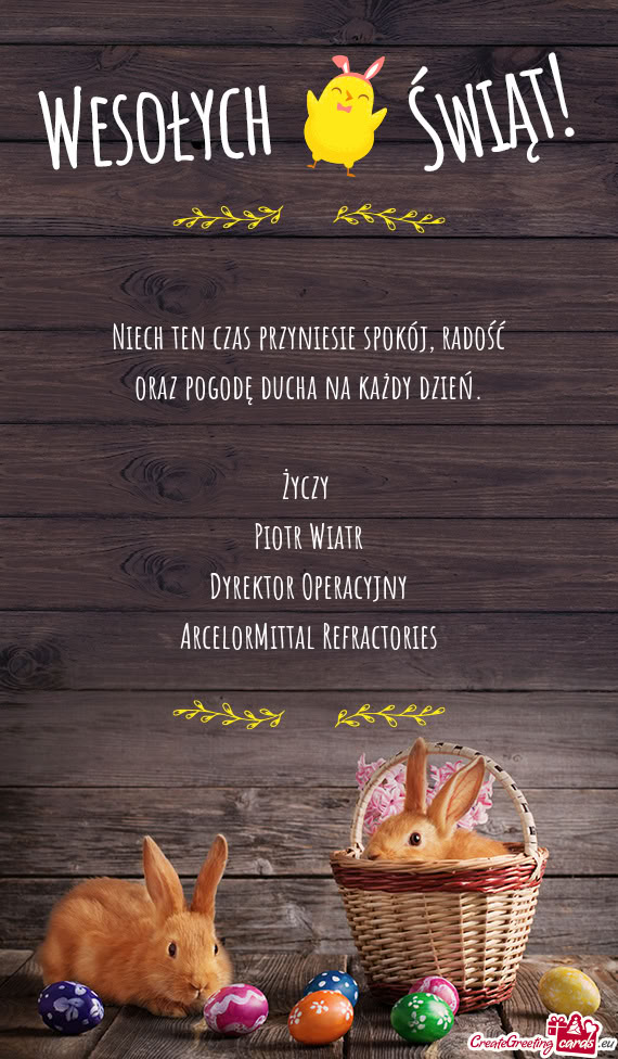 Niech ten czas przyniesie spokój, radość