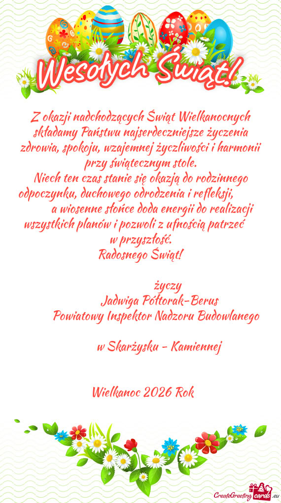 Niech ten czas stanie się okazją do rodzinnego odpoczynku, duchowego odrodzenia i refleksji