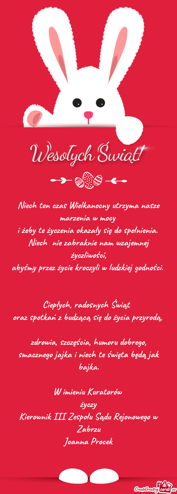 Niech ten czas Wielkanocny utrzyma nasze marzenia w mocy